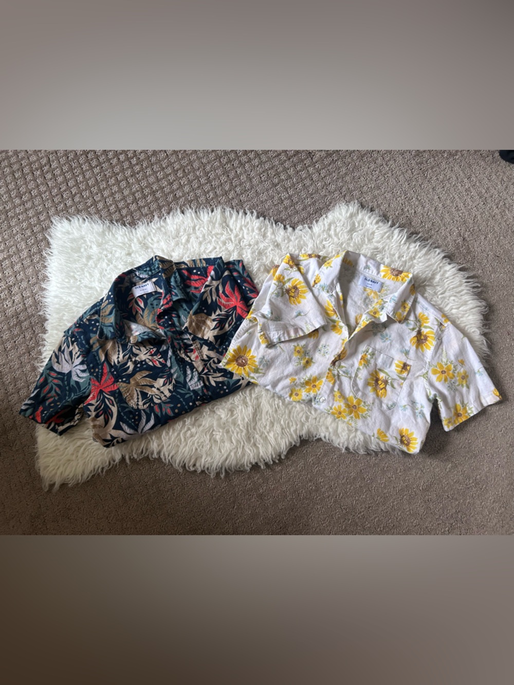 Old Navy Button-Up Shirts - Yellow & Navy Prints